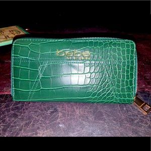 Bebe Evelyn Croco zip around wallet